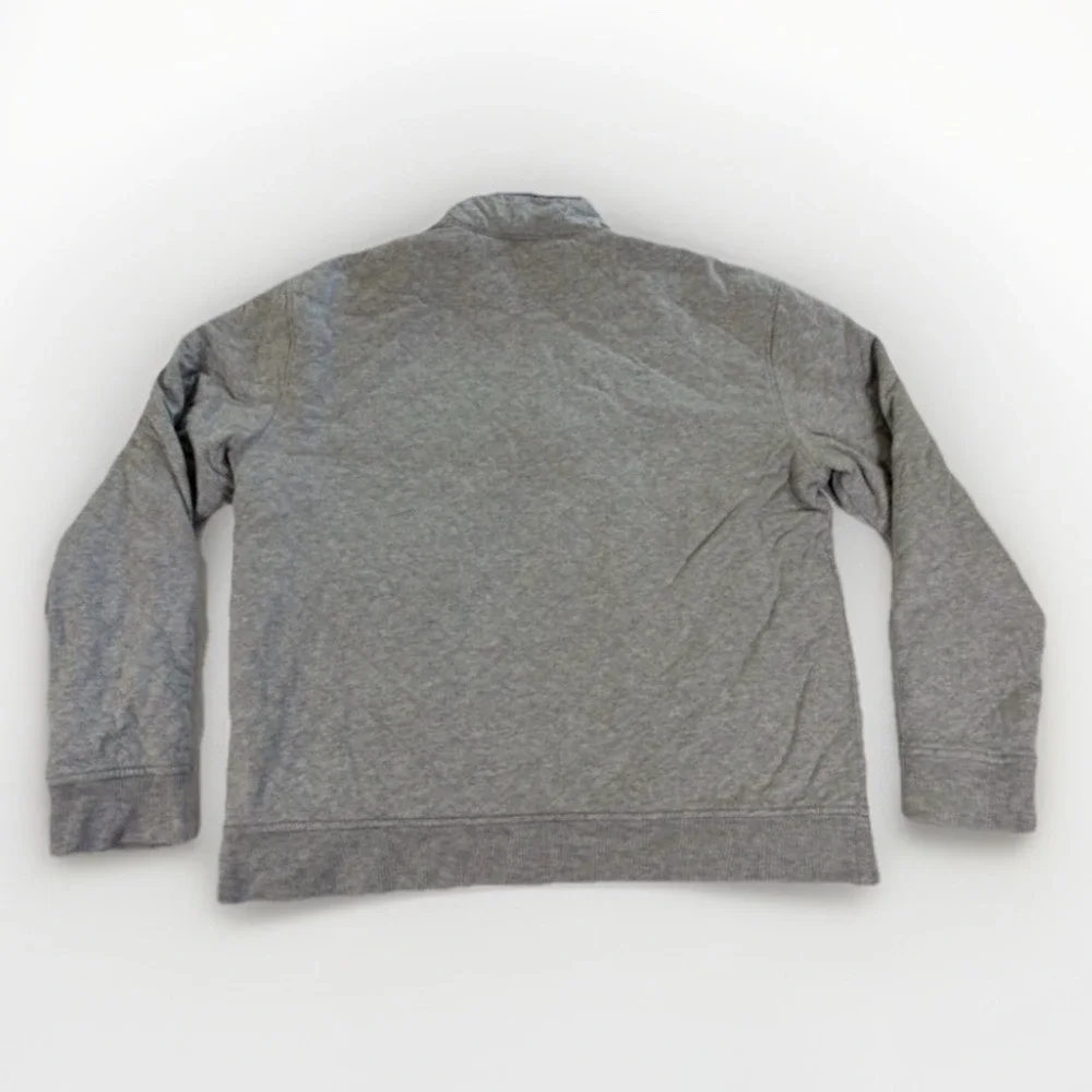 Lands End Quarter Zip‎ Pullover Mens Large Navy Blue Gray Reversible Mock Neck